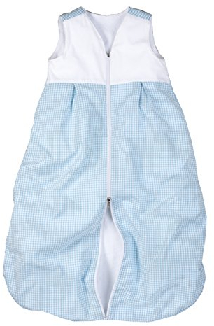 wellyou, Kinder-Baby-Schlafsack, mit Frottee gefüttert, hellblau-weiß Vichykaro, für Mädchen und Jungen, Größe 56-80