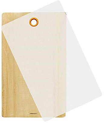 Fiskars Schneidestation, 2-teilig, Bestehend aus 1 Schneidebrett und 1 Auflage, Birkenholz-Brett/Kunststoff-Auflage, Functional Form, 1014229