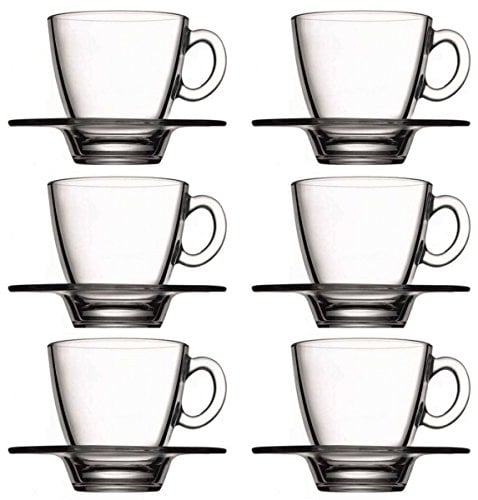 12 pièces Set de 6 tasses à expresso avec soucoupe Aqua