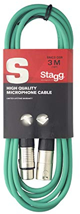 Stagg SMC3 CGR 3 m XLR to XLR Microphone Cable, Green