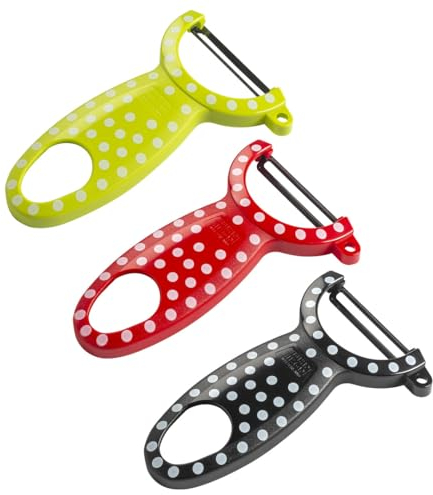 Kuhn Rikon Juego de 3 peladores suizos de lunares, rojo, amarillo, negro