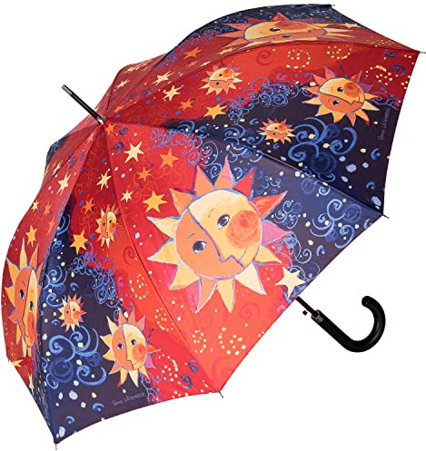 VON LILIENFELD Regenschirm Auf-Automatik Rosina Wachtmeister: Sole Stabil Bunt Sonne Mond Sterne Stockschirm Kunst