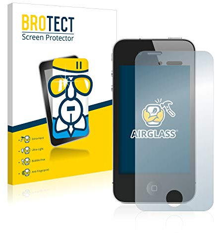 BROTECT Schutzglas für Apple iPhone 4S Schutzfolie Made in Germany Panzer Folie Glas Displayschutz [Kratzfest 9H, Anti-Fingerprint,Transparent]