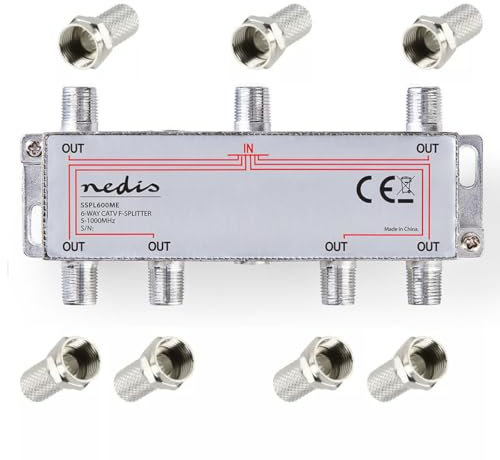 CABLESTOP 6 WAY DIGITAL TV AERIAL SAT FREEVIEW F PLUG COAXIAL SIGNAL TV CABLE SPLITTER