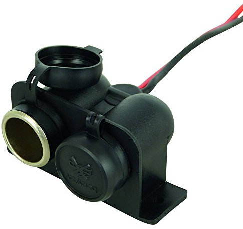 Carpoint Doppel-Zigarettenanzünder-Steckdose Aufbau-Montage Wasserdicht 2x12/24V, Schwarz