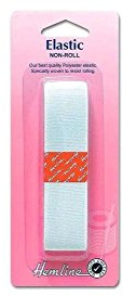 Hemline Woven Non-Roll Elastic – 20mm x 1m White Waistbands & Heavy-Duty Use Premium Polyester Elastic for Strong & Resilient Resists Rolling & Twisting, Ideal for Sewing & DIY Projects