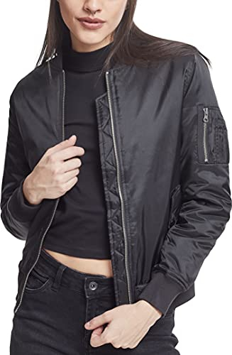 URBAN CLASSICS Giacca Bomber Leggera Donna, Tasca sul Braccio, Giacchetta dal Taglio Classico, Autunnale e Primaverile, Colore: nero Taglia:S