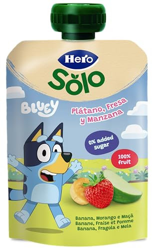 Hero Baby Mi Fruta - Bolsita de Fruta con Plátano, Fresa y Manzana, Sin Azúcares Añadidos, para Bebés a Partir de los 12 Meses - 100 g