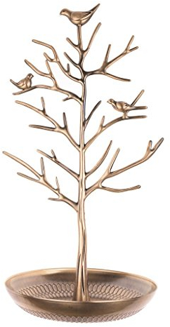 INVIKTUS Schmuckständer Baum und Vögel, Silber, Antik, Ideal für Ladentheke und persönlichen Gebrauch, Multifunktional, Abnehmbar, Platzsparend bei Nichtgebrauch