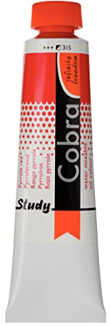 Cobra Study Aquarell mischbare Ölfarbe Tube 40 ml - Pyrrolrot 315 - Halbdeckend - Hohe Lichtechtheit - Lösemittelfrei