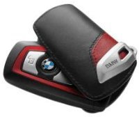 ORIGINAL BMW Schlüsseletui Key Case Sport Line Leder Schwarz / Rot 82292219909