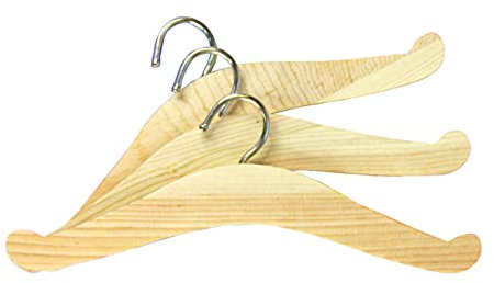 Heless 304 - Puppenkleiderbügel, 3 Stück, aus Holz, Zubehör für den Puppenhaushalt, Beige
