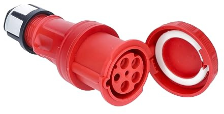 as - Schwabe CEE Kupplung 400V/63A/5-polig - Rot, 61428 - Made in Germany | Starkstrom Kupplung mit Schraubanschlüssen - Stromkupplung Schlagfest - Zugentlastung - Spritzwassergeschützt IP44