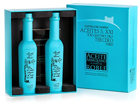 CASTILLO DE CANENA - Aceite de Oliva Virgen Extra (Variedad Arbequina) al Humo de Roble - Estuche de 2 botellas de 250 ml