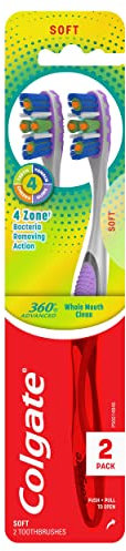 Colgate 360 Advanced 4 Zonen Zahnbürste, Vorteilspack, weich, 0,0 kg