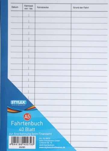 10x Fahrtenbuch/DIN A5 / 40 Blatt