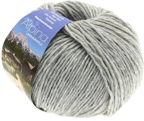LANA GROSSA Alpina | Landhauswolle und Trachtengarn, waschmaschinenfest | Handstrickgarn aus 80% Schurwolle & 20% Polyamid | 100g Wolle zum Stricken & Häkeln | 210m Garn 4
