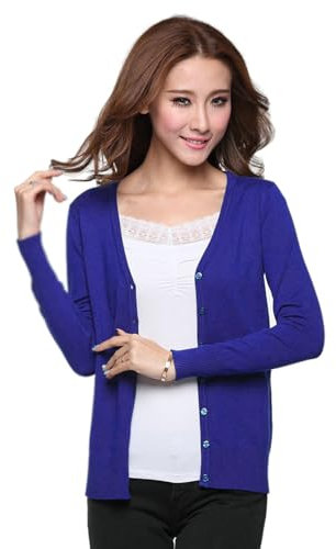 Mooncolour Womens 24 Colors Knit Outwear Autumn Cardigan Sweater, Dark Blue, UK14