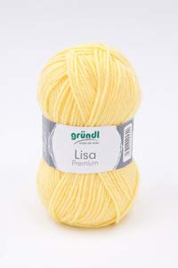 Gründl 5er Packung Wolle LISA Premium uni, 50gr, 100% Polyacryl,Bastelgarn,Strickgarn,Handarbeitswolle (03 pastellgelb)