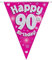 OAKTREE UK 630949 Party Bunting Happy 90th Birthday Pink Holographic 11 Flags 3.9m