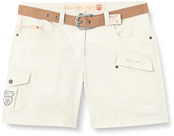 G.I.G.A. DX Damen Shorts Hira, Bermuda mit Gürtel, kurze Hose für Frauen mit praktischen Taschen, weiß, 38