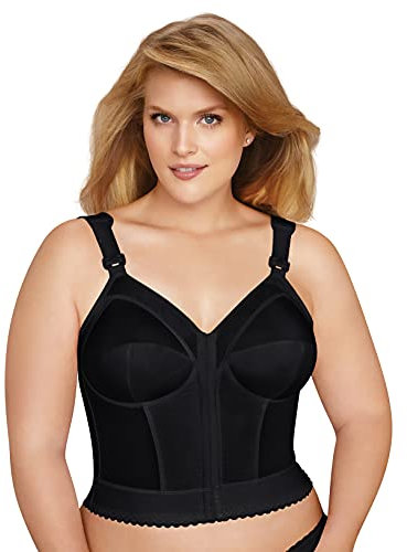 Exquisite Form FULLY #5107530 Classic Support Slimming Full-Coverage Longline Posture Bra, Front Closure, Wire-Free, Black, 36B
