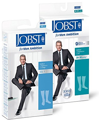 JOBST forMen Ambition Herren Kompressionsstrümpfe / KKL2 / Größe II/Anthrazit/geschlossene Spitze/long/ohne Haftrand/Kniestrümpfe mit Baumwolle und integrierten Carbonfasern