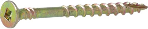 SENCO Duraspin 42W55MY Collated Wood‑to‑Wood Screws 4.2x55mm – Yellow Zinc - Square Drive - Type 17 Cut Point Plastic‑Collated Fasteners for Flooring - Decking - Fencing and Indoor Construction