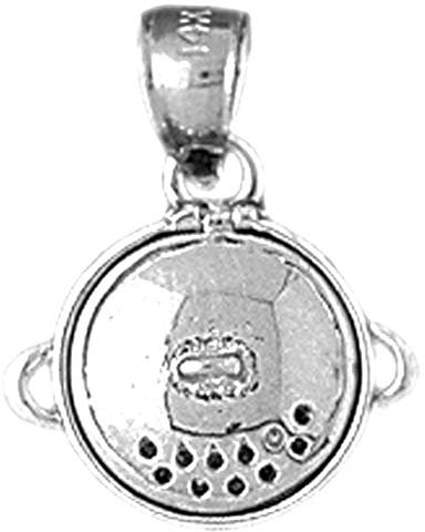 Jewels Obsession 18K White Gold 3D Crock Pot Pendant, Made in USA