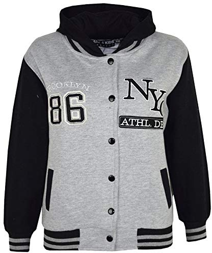 A2Z 4 Kids Girls Boys Baseball NYC Athletic Hoodie - NY Jacket Grey 13