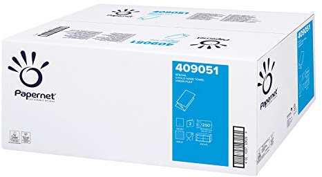 Papernet - Asciugamano Piegato a V 409051, 15 Confezioni da 250 Pezzi Monouso di Carta in Pura Cellulosa, 2 Veli, Dimensione Piegato 24x10,5cm