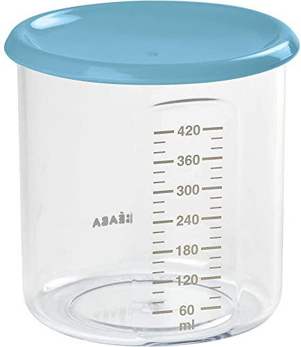 BÉABA, Portion Conservation Plastique de qualité Premium, Fermeture hermétique, Graduation en ml, Zone de marquage sur le couvercle, Made in France, 420ml, Bleu