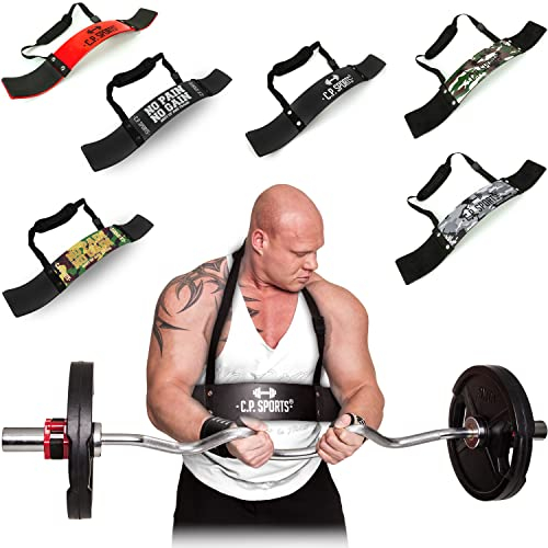 C.P. Sports Arm Blaster für Bodybuilding, Kraftsport & Gewichtheben - Bizepstrainer, Trizeps Bomber (Schwarz - No Pain No Gain)