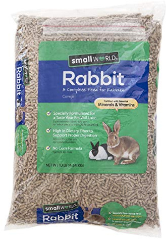 Small World Rabbit Food, Complete Feed, Pelleted Food for Rabbits, Fortified with Essential Vitamins & Minerals for Daily Health, High-Fiber Diet for Digestive Support, Resealable Bag, 10 lb