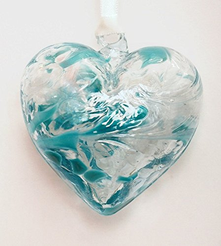 Milford Collection Glass Friendship Heart Small - Turquoise