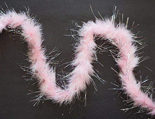 HAND B703 Silver Trim Baby Pink Feather Garland -1.87m
