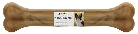 Croci King Bone - Ossa di cane allevate all'aperto, snack da masticare in pelle bovina naturale, bastoncino dentale per la pulizia dei denti, 18 cm - 90 g, 1 pezzo