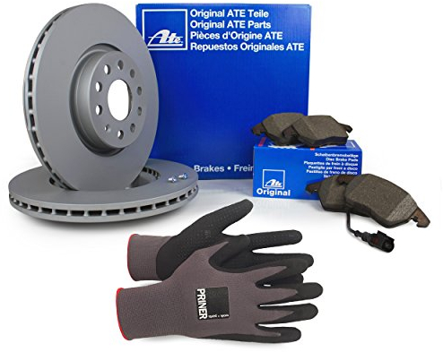 Inspektionspaket ATE Bremsen Set inkl. Bremsscheiben 312 mm und Bremsbeläge für vorne enthalten, 100% passend für Ihr Fahrzeug, inkl. Priner Montagehandschuhe, AN112