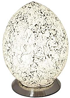 Stylish Glass Mosaic, Egg Shaped Table Lamp - Silver / White by Ginger Interiors