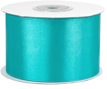 Satinband 50mm x 25m Rolle - FARBAUSWAHL in 3/6/12/18/25/38/50/75/100mm - farbecht & waschbar - Schleifenband für Hochzeit - Geschenkband zum Verpacken Dekorieren Basteln - Helltürkis 340