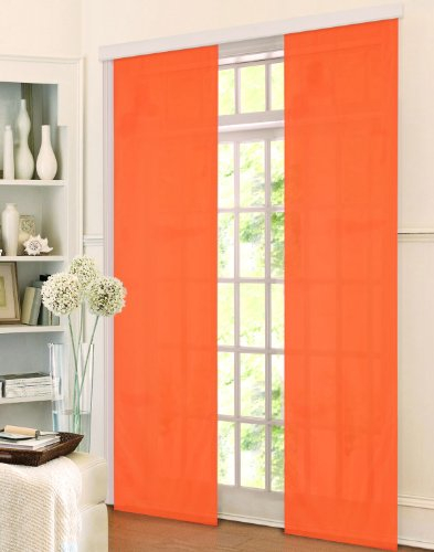 Gardinenbox Flächenvorhang, Schiebegardine Blickdicht matt, Orange, aus Micro Satin (Mikrofaser Gewebe), mit Paneelwagen und Beschwerungsstange -85600-, 85600