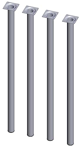 Element System 18133-00350 Möbelfuß rund – Stahlrohrfuß, ideal als Tischbein für die Gestaltung individueller Möbelstücke – Ø 30 mm, Chrom, Länge 700 mm, 4 Stück