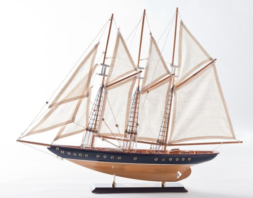 Freier Atlantik Segelschiff Segeljacht Modell Modellschiff Holz Standmodell Maritime Deko (Länge ca. 70 cm)