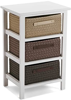 Versa Gavle Mueble para el Baño Auxiliar, Cajonera con 3 cajones para organizar, Almacenaje Moderno y Divertido, Medidas (Al x L x An) 57 x 28 x 37 cm, Madera y Poliéster, Color Marrón