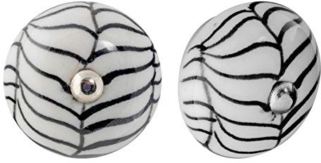 Nicola Spring Ceramic Cupboard Drawer Handle Knobs - Floral Design - Lines - Pack of 24