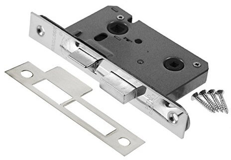 63mm Bolt Through Bathroom Mortice Lock to Suit a Brushed Chrome Finish L11163NP