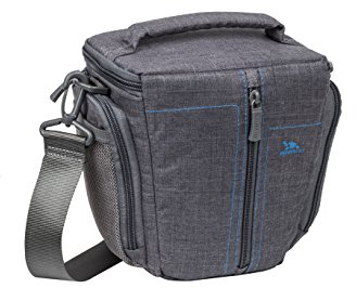 RIVACASE DSLR Spiegelreflex Colttasche - Moderne Tasche aus wasserdichten Segeltuch und hohen Tragekomfort - Grau