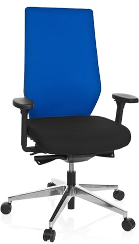 hjh OFFICE 608842 Profi Bürostuhl PRO-TEC 700 Stoff Schwarz/Blau Drehstuhl ergonomisch, Sitztiefe & Armlehnen verstellbar