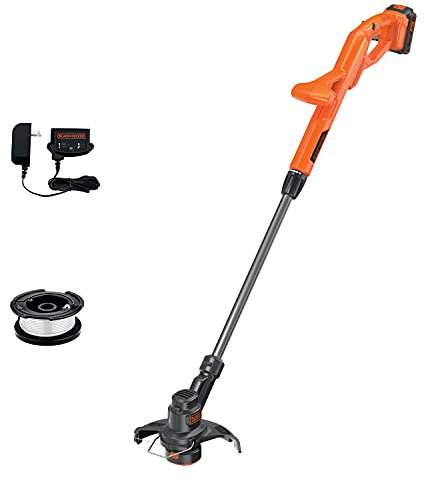 BLACK+DECKER 20V MAX String Trimmer Edger Cordless, 10-Inch Electric Weed Wacker with Automatic Feed Spool Kit (LST201)