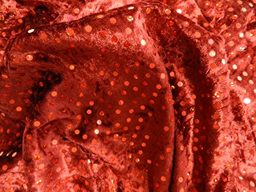 Pannesamt Samt Stoff mit Pailletten ROT Stoff Meterware